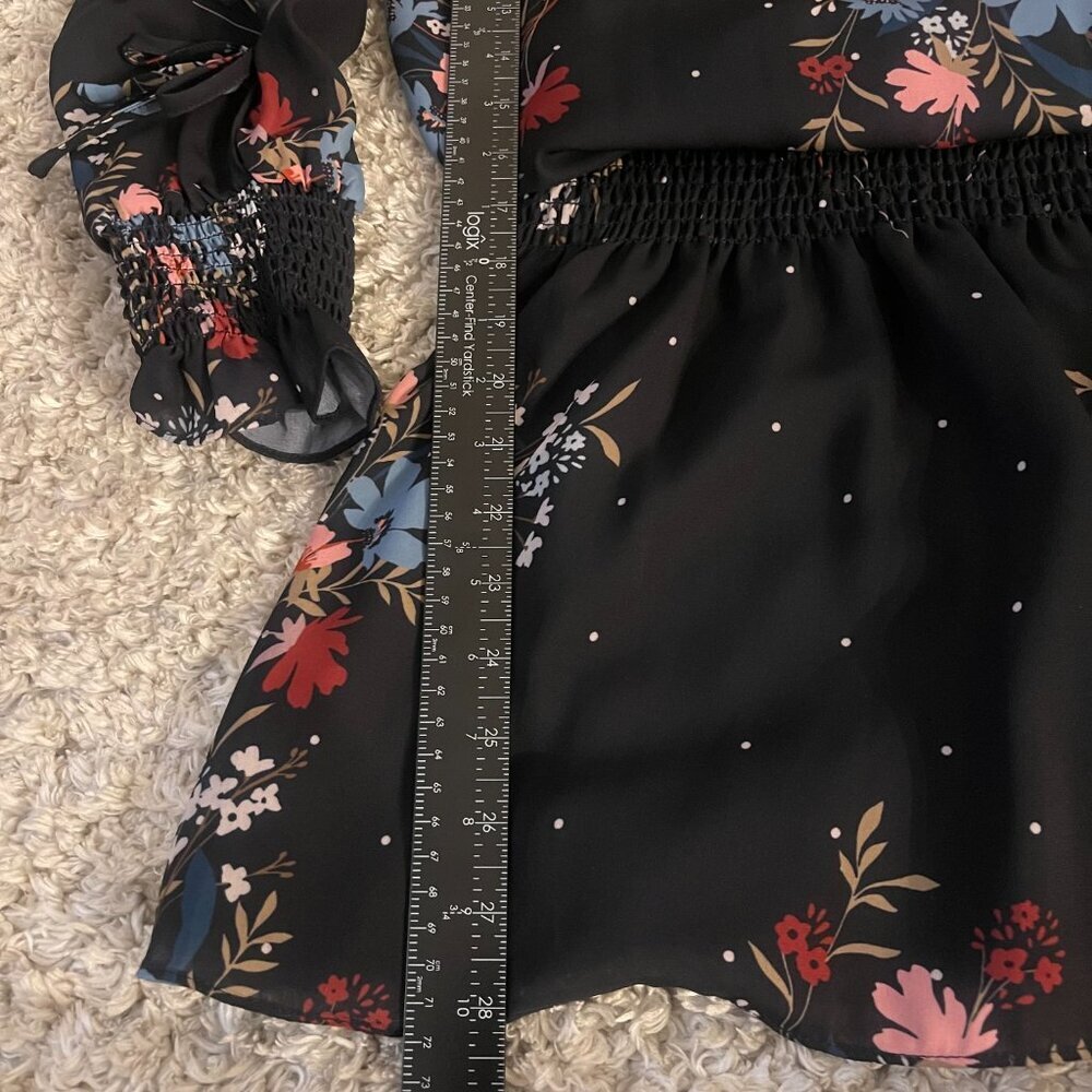 Parker Black Floral Chiffon Mini Dress XS NWOT - Picture 8 of 11